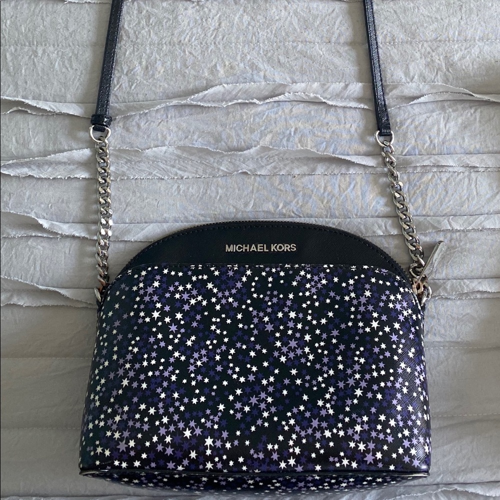 Micheal Kors Emmy medium dome star print navy multicolor cross body bag